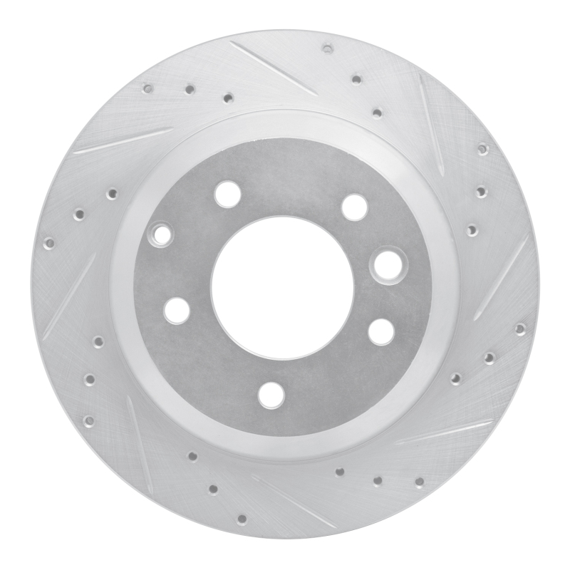 Audi Q7 Brake Rotor (1) - Rear Right - R1 Concepts - Drilled & Slotted - Silver - `03-`18